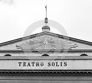 View of the famous Solis Theatre facade, the oldest in Montevideo, located in front of Plaza Independencia, Montevideo, Uruguay photo