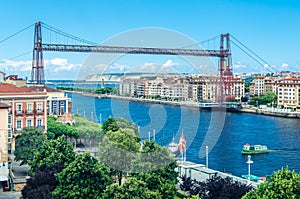 View of the famous Vizcaya Bridge in Portugalete, Basque Country, Spain