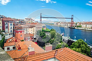 View of the famous Vizcaya Bridge in Portugalete, Basque Country, Spain