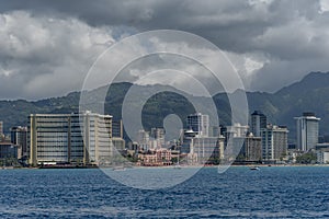 View of the famous Waikiki skyline