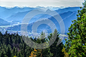 View of a fantastic mountain landscape in the blue haze 3