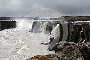 View of fantastic and powerful Selfoss waterfall, Iceland