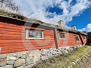 View of a farmhouse in the skansen museum in Stockholm. photo