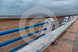 View of the fence on the beach promenade of El Jadida (Mazagan). Morocco.