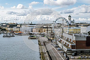 View of the Ferris wheel and the Cathedral in Helsinki