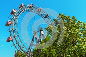 View through the Ferris Wheel in Vienna. Austria.