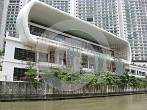 View of modern buildings along the Pasig river, Manila, Philippines photo