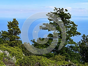 The view of ferry from Fengari Peak in Samothrace