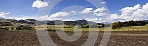 View of  the fertile lands and the beautiful mountains of the municipality of La Calera located on the Eastern Ranges of the