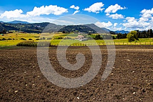 View of  the fertile lands and the beautiful mountains of the municipality of La Calera located on the Eastern Ranges of the photo