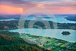 The View of Fidalgo and San Juan Islands on Mount Erie