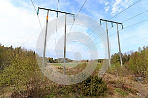 View on the field over power line