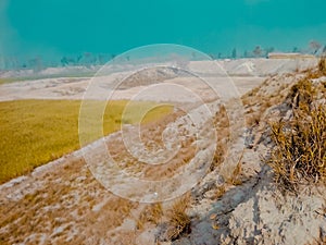 View of fields from the height of mountain