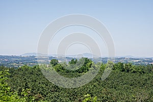 View on the fields and hills