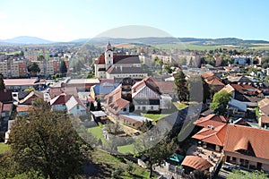 View from Filakovo castle in central Slovakia to Filakovo town