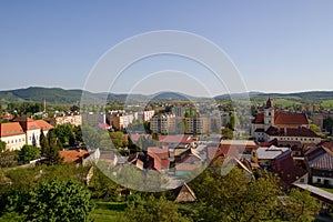 Pohled na město Fiľakovo z hradu Fiľakovo, Slovensko