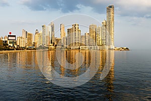 View of the financial district in Panama City, Panama.