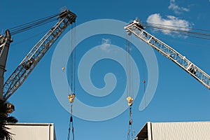 View on the Fincantieri shipyard, cranes in Castellamare di Stabia