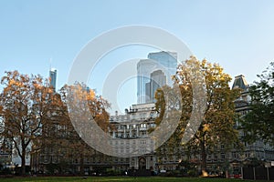 View of Finsbury Circus Gardens, London, UK.