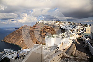 View of Fira, Santorini. Fira is the main stunning cliff-perched town on Santorini