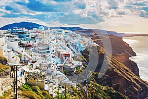 View of Fira town - Santorini, Greece