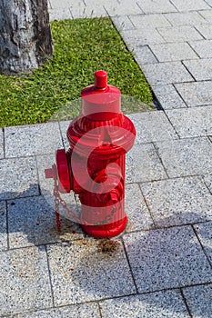 A view of a fire hydrant on Constitutional Avenue in San Juan, Puerto Rico