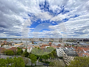 View from Fisherman`s bastion, old town, Budapest, Hungary