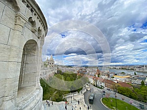 View from Fisherman`s bastion, old town, Budapest, Hungary