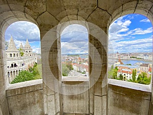 View from Fisherman`s bastion, old town, Budapest, Hungary