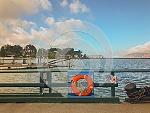 View of Fisherman`s Wharf With Ocean View and San Francisco`s Golden Gate Bridge