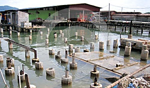 A view of fishermen village in pangkor island, Malaysia