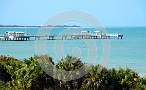 The view of the fishing pier near Fort Desoto Park, St Petersburg, Florida, U.S.A