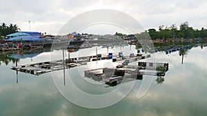 View at a fishing village in Narathiwat, southern Thailand, wide shot