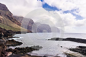 View of the fjords. A pleasant landscape with large rocks and the sea