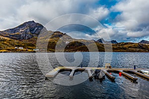 View from the Flakstadoya island in the Lofoten archipelago in Norway