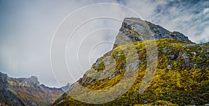 View from the Flakstadoya island in the Lofoten archipelago in Norway