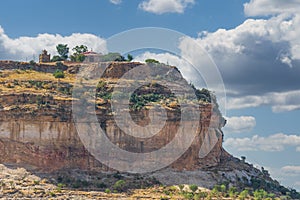 View of the flat-topped rock of Debre Damo monastery