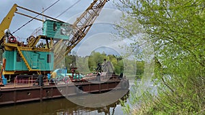 view of Floating dredger at work