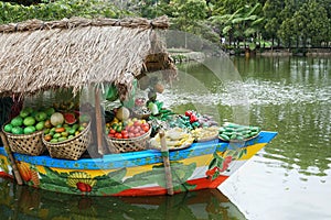 The view of floating market in Lembang, Indonesia.