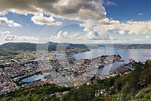 View from Floien FlÃÂ¸yen in Bergen, Norway