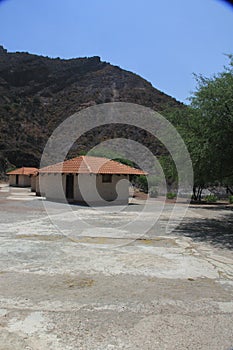 View of the flora, fauna and cabins in Zimapan Magical Town Dam in Hidalgo Mexico photo