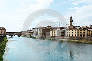 View of Florence from the Arno river,Italy