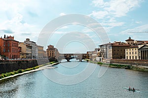 View of Florence from the Arno river,Italy