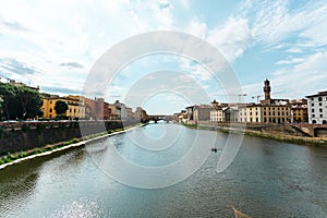 View of Florence from the Arno river,Italy