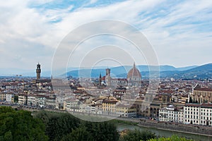 View of Florence city and the dome of Florence Cathedral
