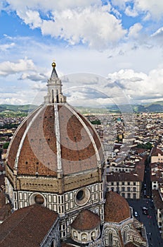 View of Florence with a dome of Santa Maria del Fiore cathedral in front