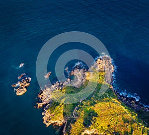 View from flying drone. Colorful morning view of popular tourust destination - Pool Of Venus. Picturesque spring scene of Milazzo photo