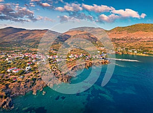 View from flying drone of Kotronas village.