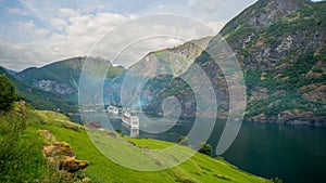 View of FlÃÂ¥m from far mountain viewpoint