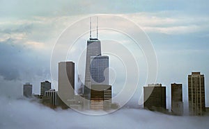 Foggy Chicago Skyline